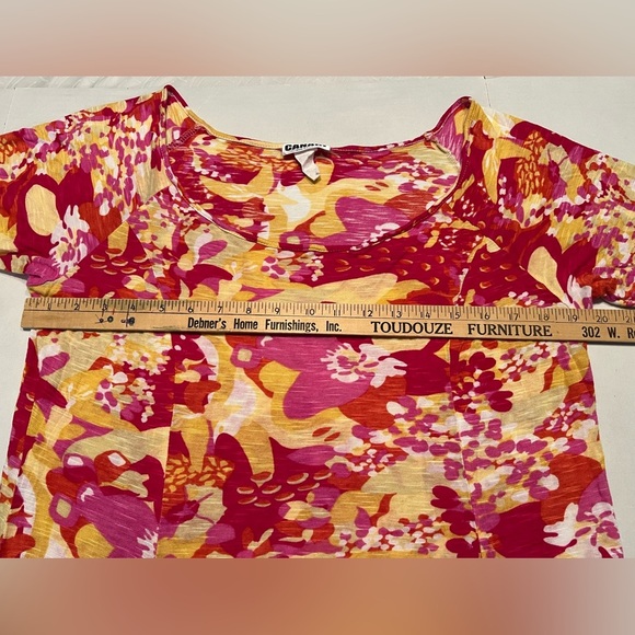 Vintage Canari Cowl Neck Maxi Dress | XL Stretch Floral Boho Lightweight Rayon - Picture 6 of 7